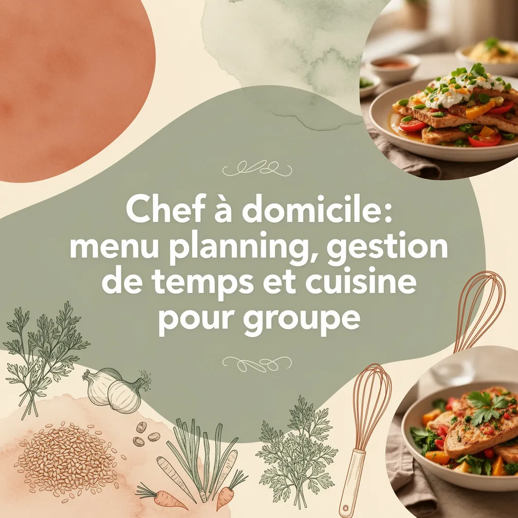 Chef à domicile: menu planning, gestion de temps et cuisine pour groupe